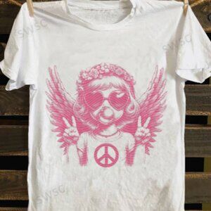 BOUTIQUE PEACE ANGEL GRAPHIC DESIGNER LOOK TEE